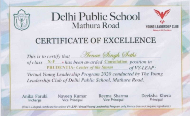 VY Leap, certificate