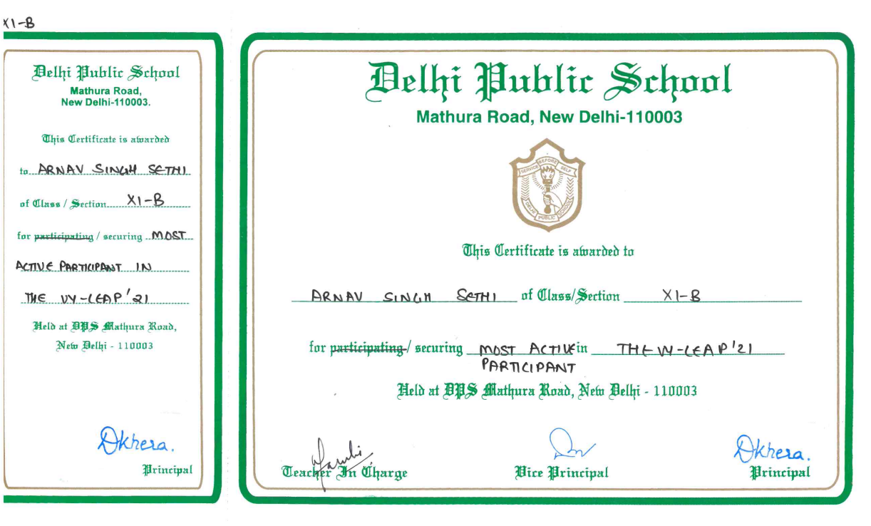 Leap programme, certificate